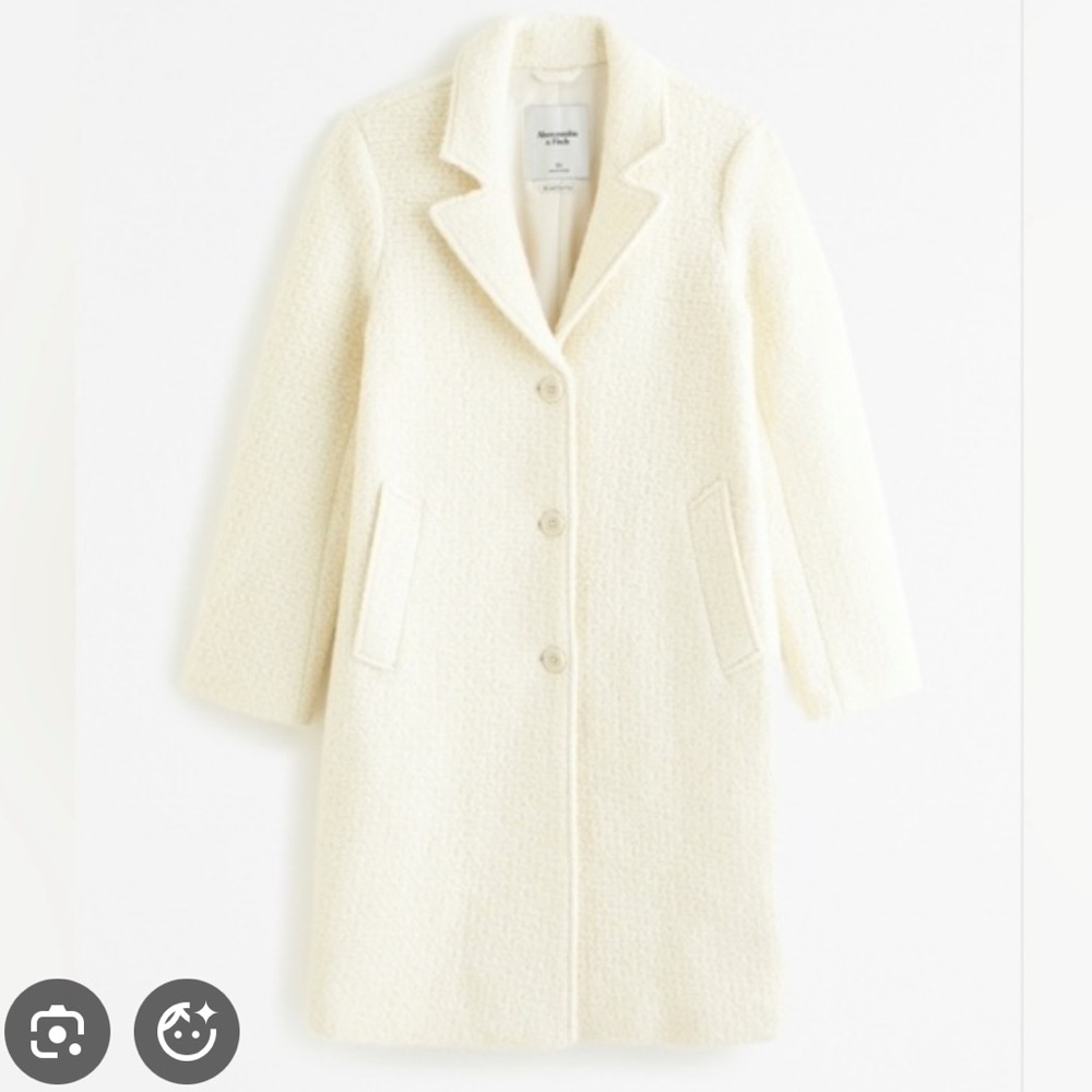 LIKE NEW ABERCROMBIE Wool-Blend Dad Coat, Cream, size XS